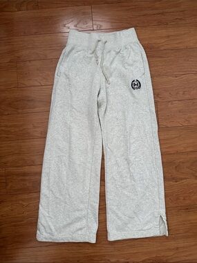 Nike Light Gray Wide-Leg Sweatpants with Drawstring Waist